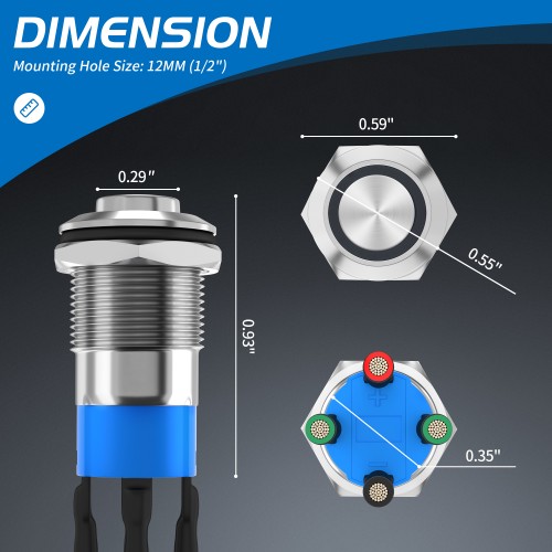 GQ12H2-10E 12MM High Round Electronic Push Button Switch with Ring LED