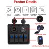 4 Gang Circuit Blue LED Marine Boat Rocker Switch Panel Socket Dual USB Ports 