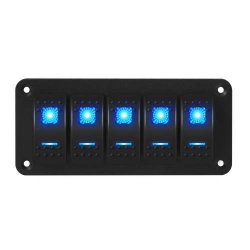 PN-1815 Pre-Wired 5 Gang Rocker Waterproof Marine Switch Panel with LED