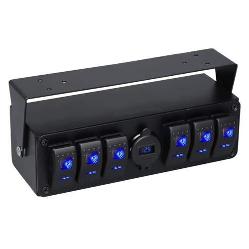 PN-L6S1 6 Gang 12V Rocker Switch Box With USB