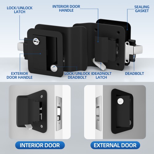K-7904-1 Black or White Double Open RV Door Lock Switch
