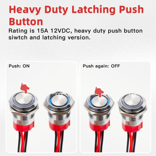 LAS3D-16H-20EL-W 16MM Push Button Latch Switch with Ring LED Light