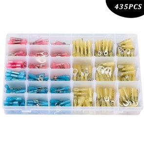 HT-P1 435PCS Heat Shrink Wire Connector Kit with Ring Fork Spade Butt Splices