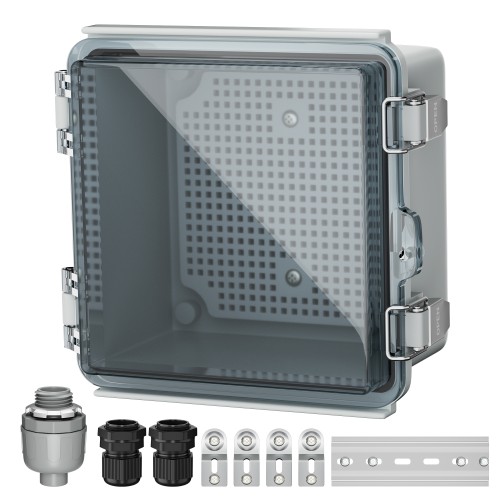 BG595935T IP67 Rating NEMA Outdoor Electrical Box with Transparent Hinged Cover and Mounting Accessories