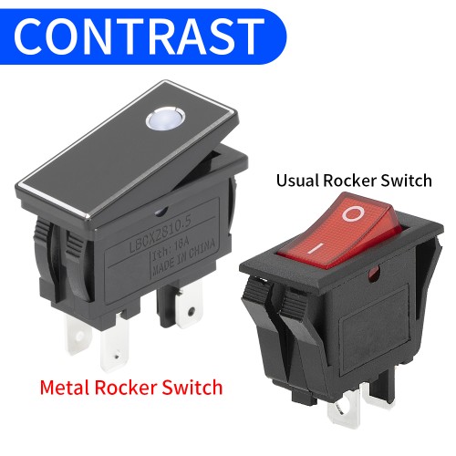 KCD3-M1-201EN-BB IP65 Waterproof 2NO 4Pin Square 16A Metal Rocker Switch with LED