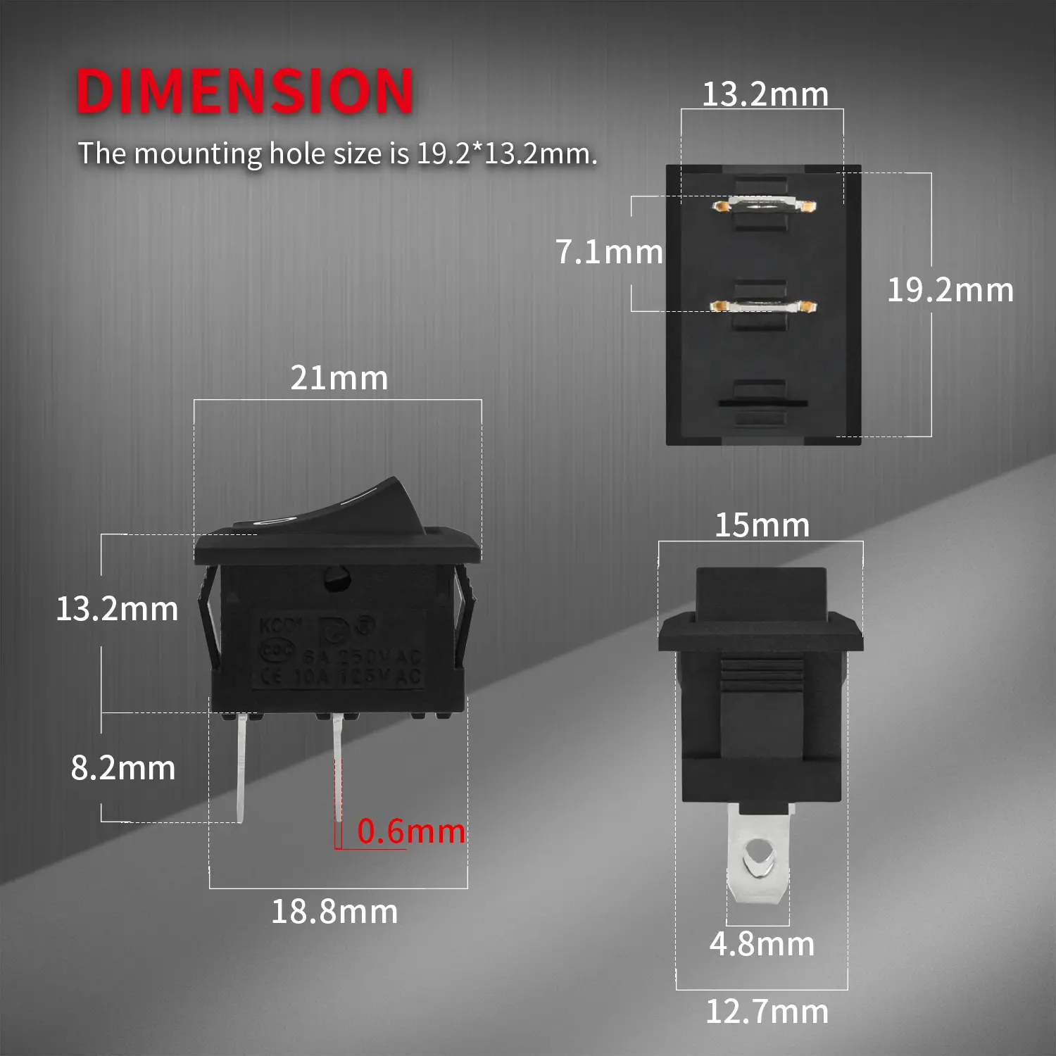 5pcs Rocker Switch Push Button Switch 250V 6A 125V 10A KCD1-101 2Pin Snap-in On/Off 21 * 15MM Black Red White(Gold 5pcs Rocker Switch Push Button Switch 250V 6A 125V 10A KCD1-101 2Pin Snap-in On/Off 21 * 15MM Black Red White(Gold