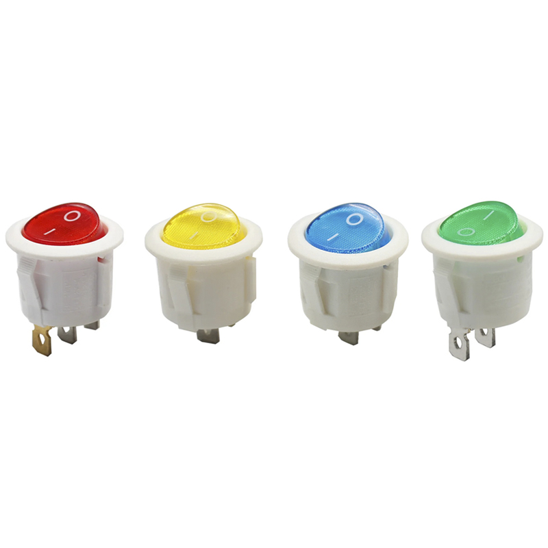 KCD1-5-101N 6A/250VAC 10A/125VAC 2 Position 3 Pin ON-OFF Illuminated Round Rocker Switch