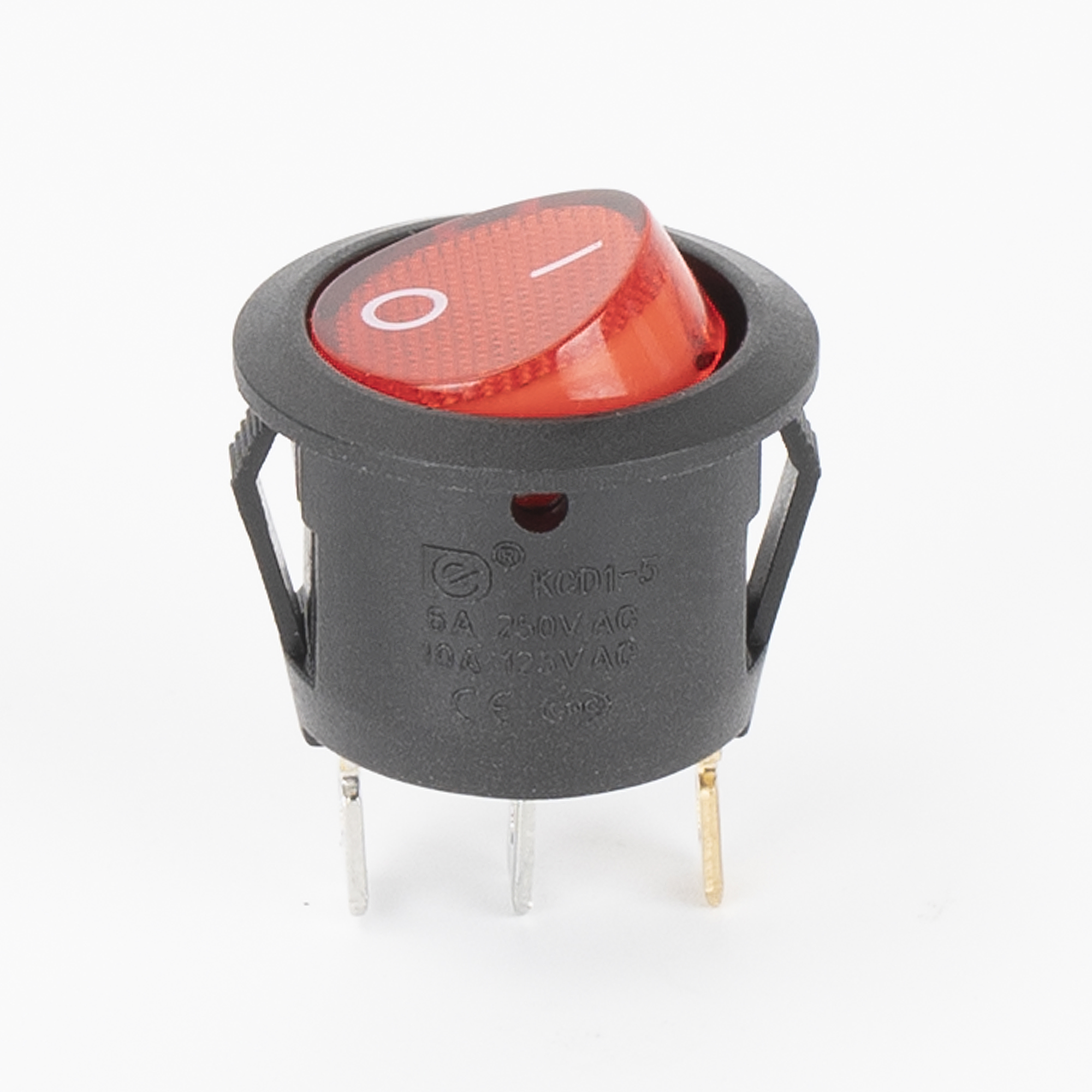 KCD1-5-101N 6A/250VAC 10A/125VAC 2 Position 3 Pin ON-OFF Illuminated Round Rocker Switch