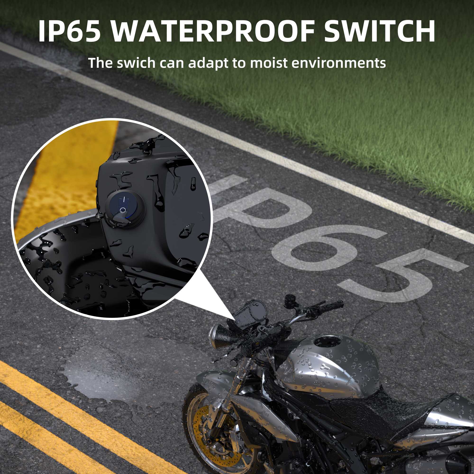 KCD1-8-101NW IP65 20A 12VDC Illuminated Round Waterproof Rocker Switch