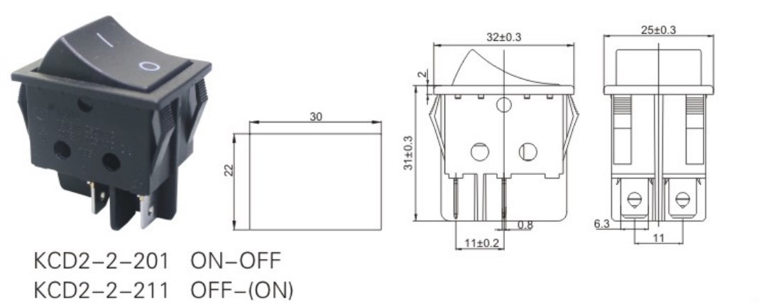 KCD2-2-201 Carling Rocker Switch datasheet