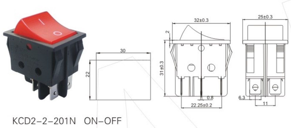 KCD2-2-201N 12V Illuminated Rocker Switch datasheet