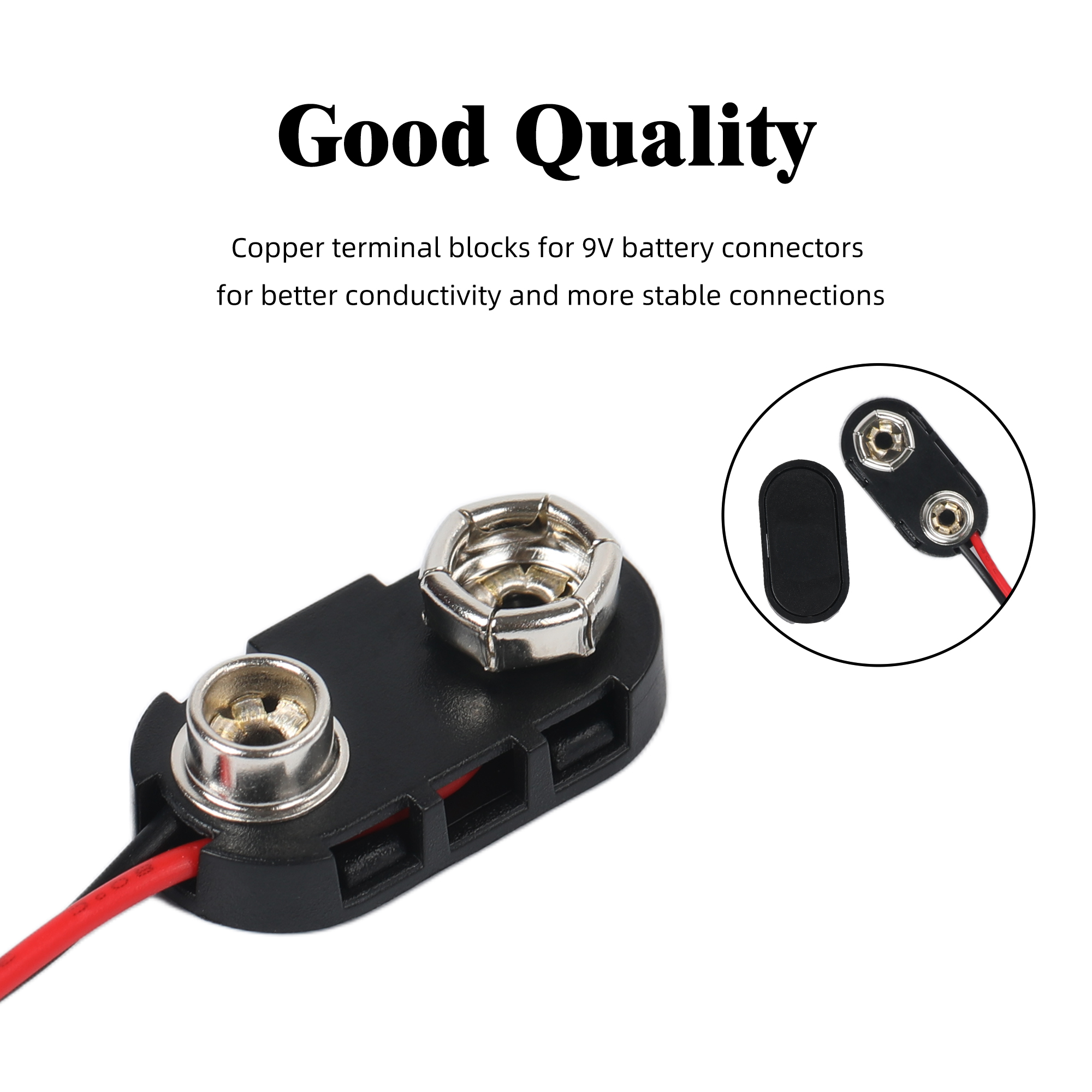 DCK2 Component-Grade 9V Battery Connectors Hard-Shell T-Type for OEM & Prototyping