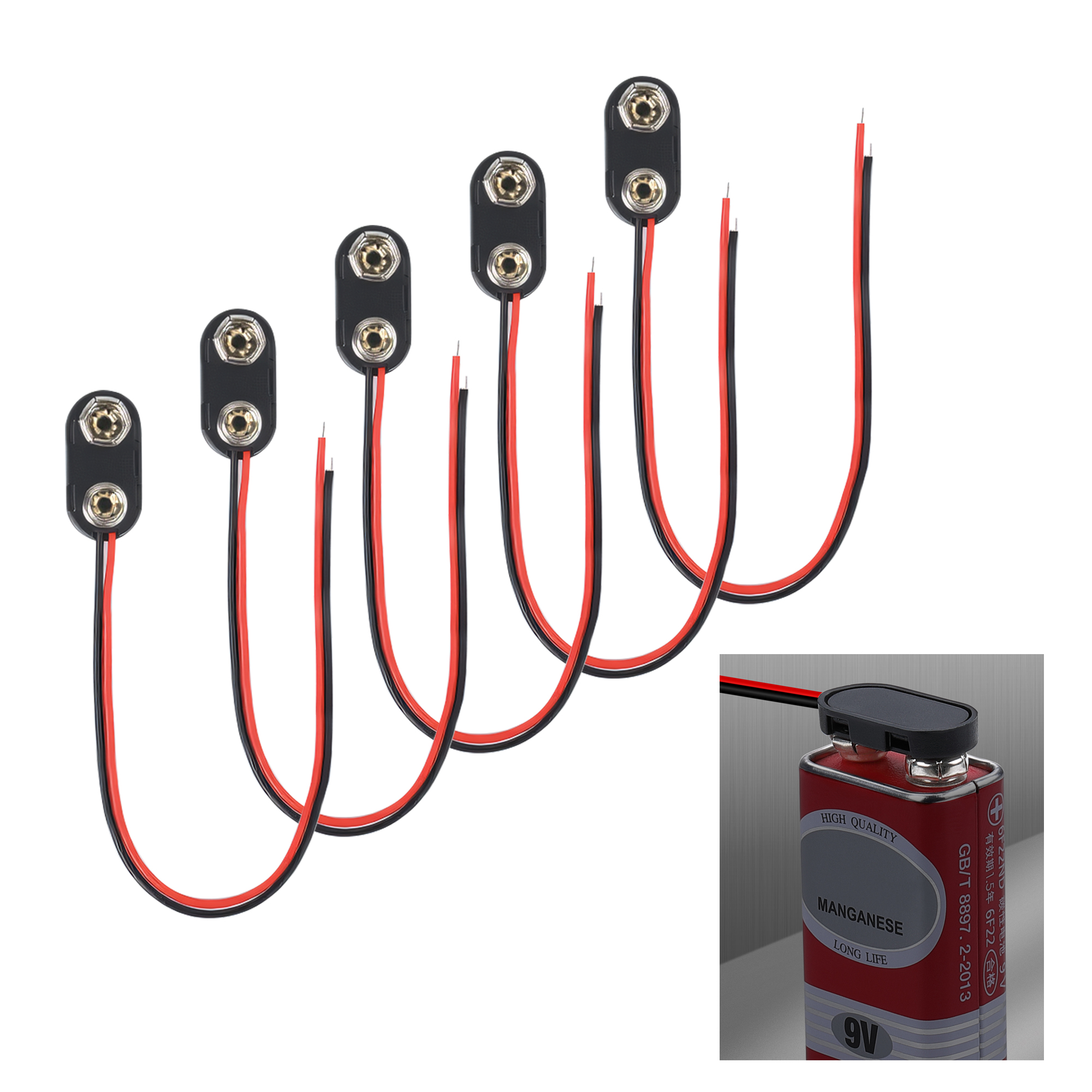 DCK2 Component-Grade 9V Battery Connectors Hard-Shell T-Type for OEM & Prototyping