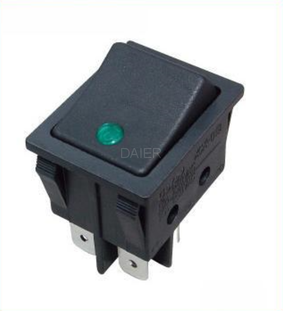 KCD2-2-201EN Green Illuminated Rocker Switch