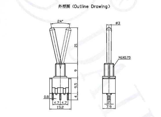 MTS-102-B1 Toggle Switch with Long Handle