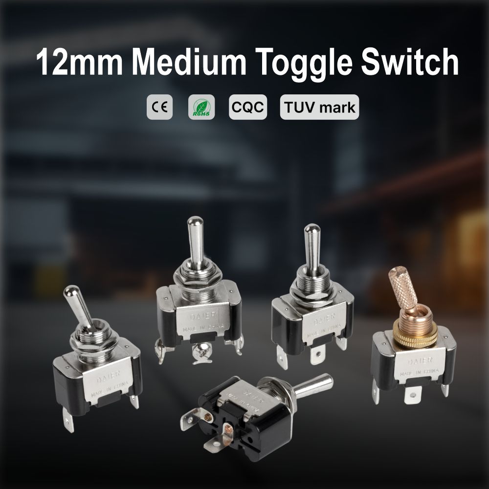 KN3A 15A 250VAC / 20A 12VDC SPDT 3 Pin Toggle Switch Panel Mount with Screw/PC Terminals