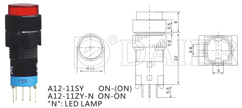 A12-11SY Momentary Industrial Push Switch