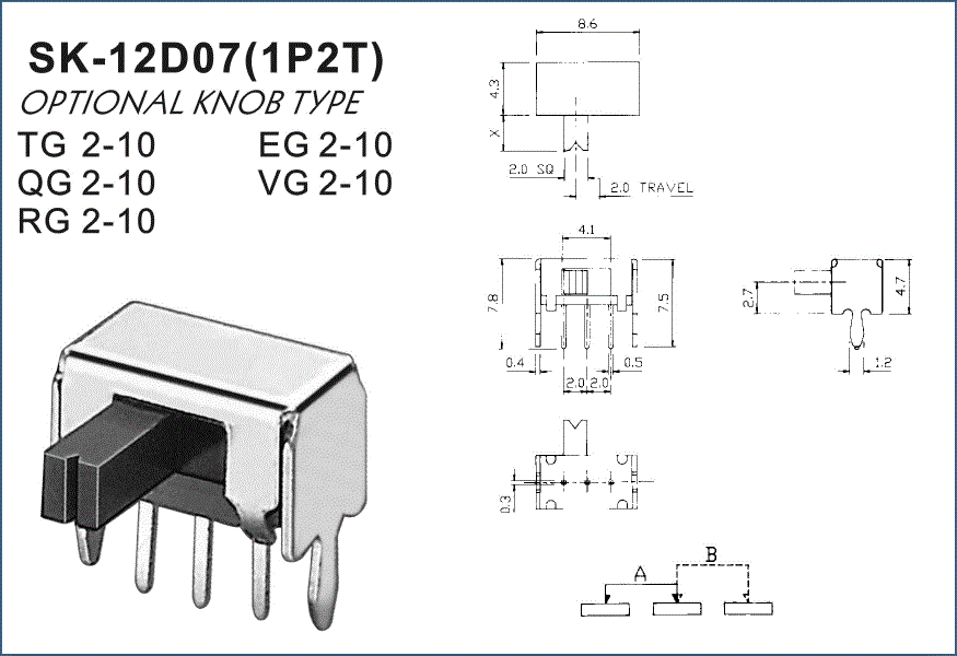 SK-12D07 1p2t switch