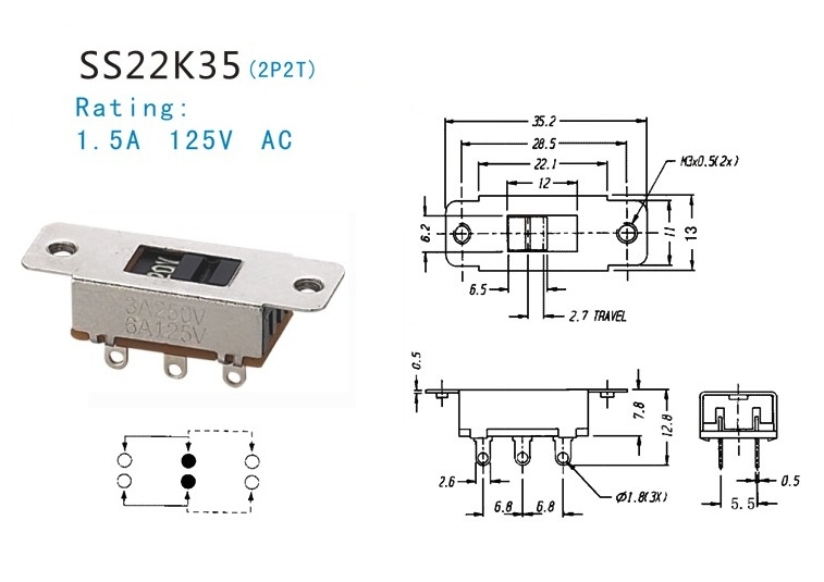 SS-22K35 2p2t switch