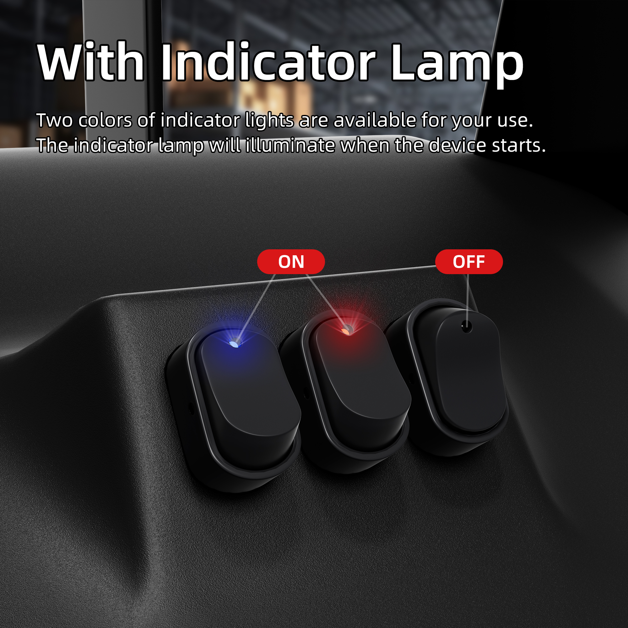 ASW-20D 20A 12VDC SPST 3 Pin ON-OFF Illuminated Oval LED Rocker Switch