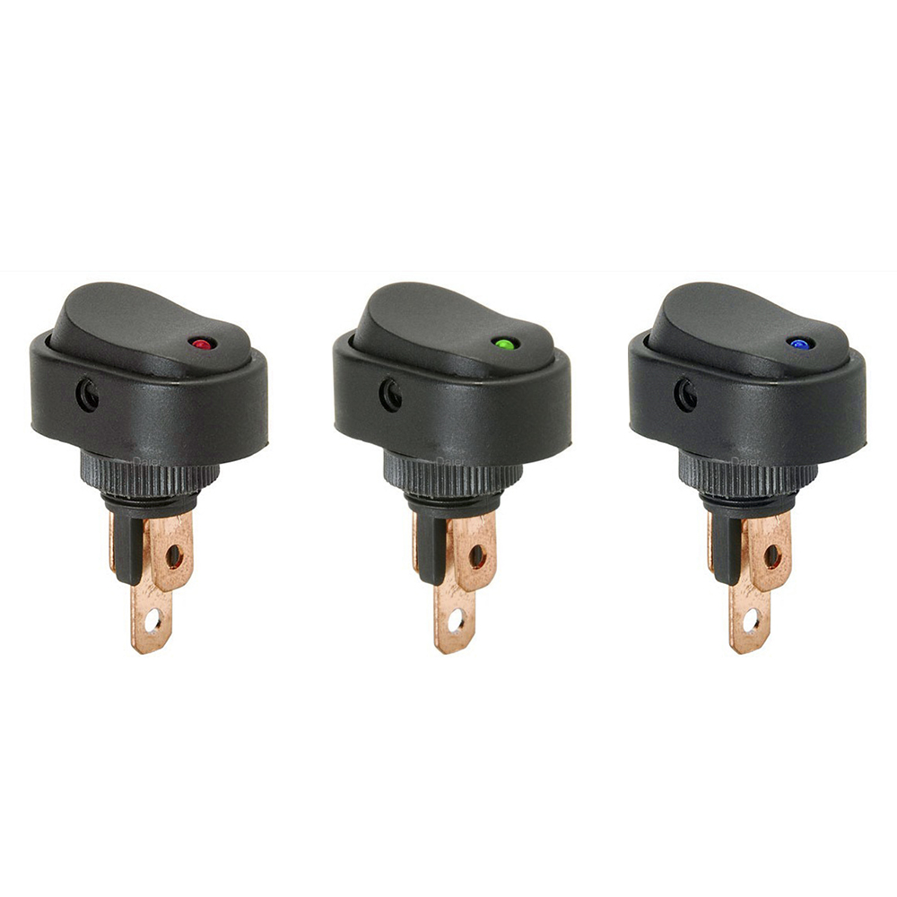 ASW-20D 20A 12VDC SPST 3 Pin ON-OFF Illuminated Oval LED Rocker Switch