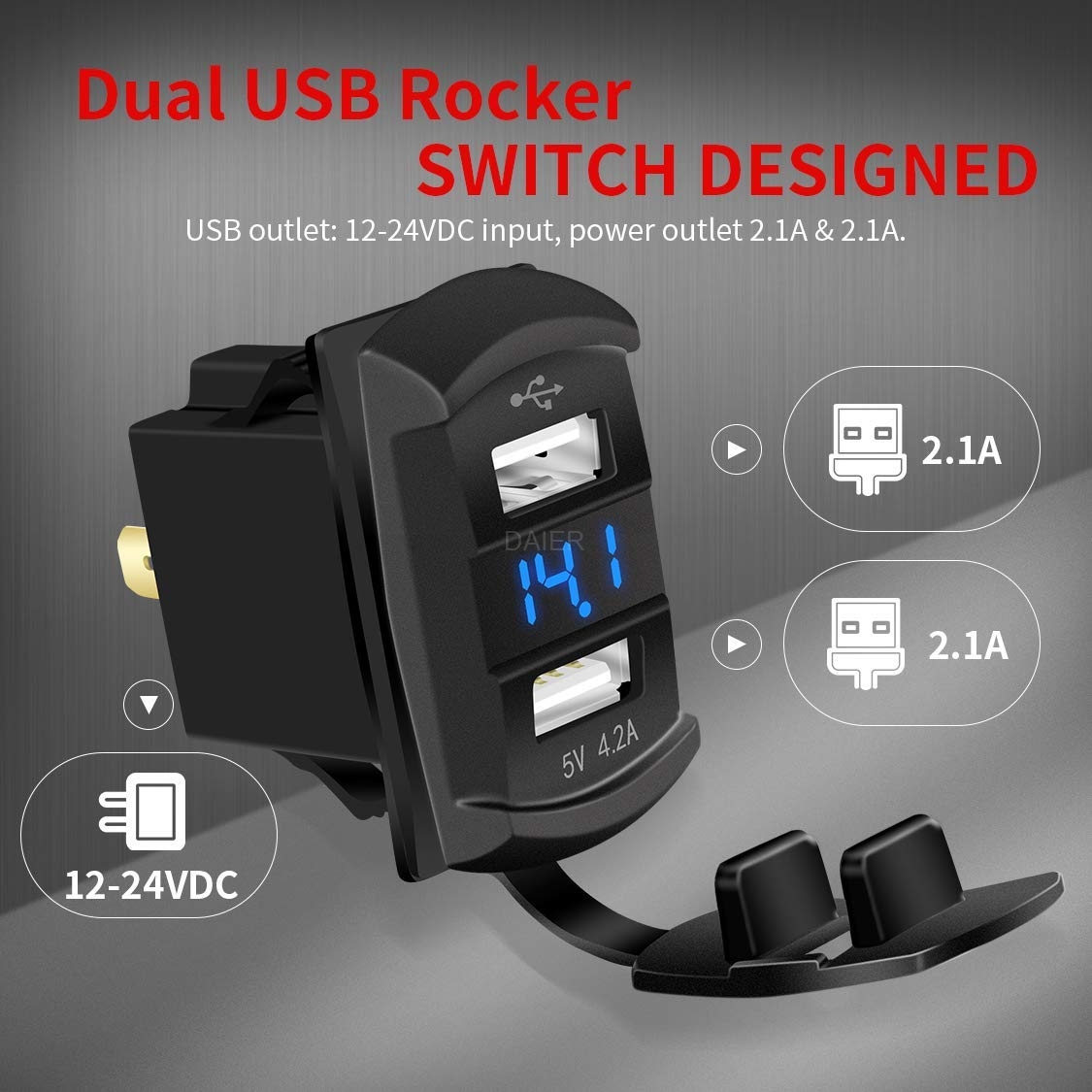 DS2013-E 4.2A Rocker Style USB Charger