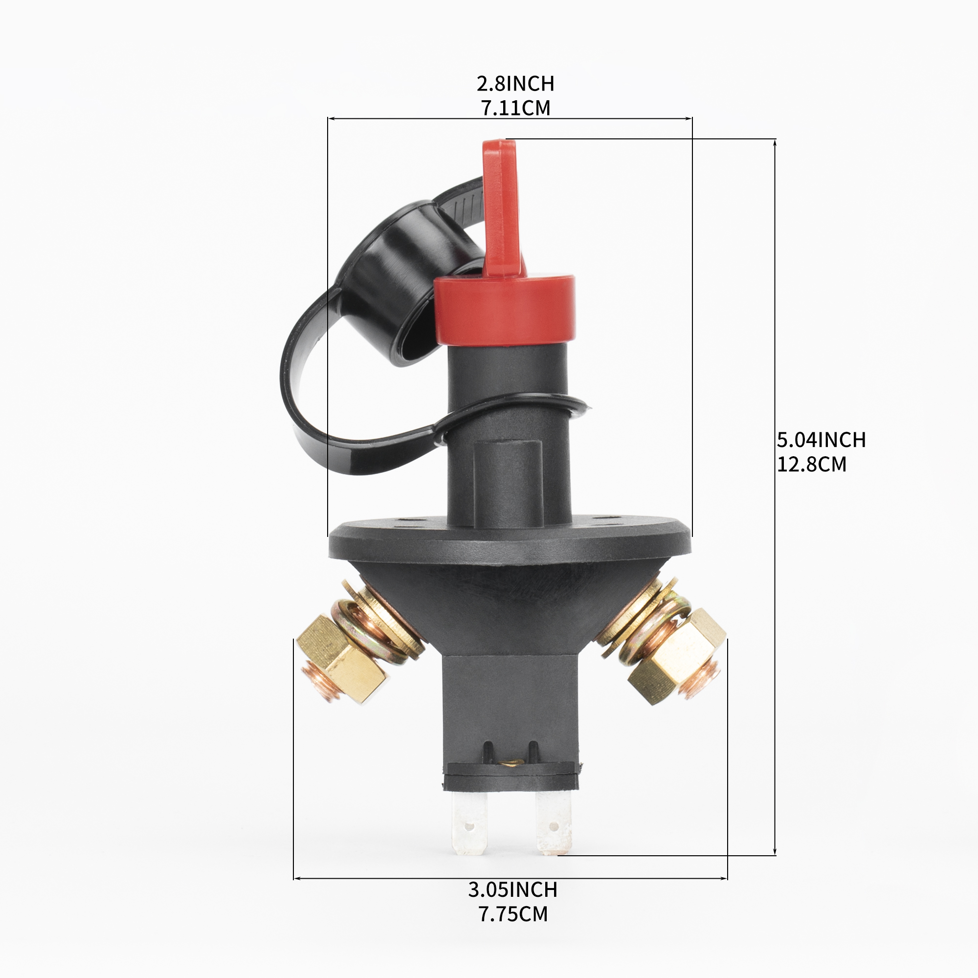 ASW-A803 200A 12-24V DC Dual Pole Battery Disconnect Switch 4 Stud Master Cutoff with Removable Key
