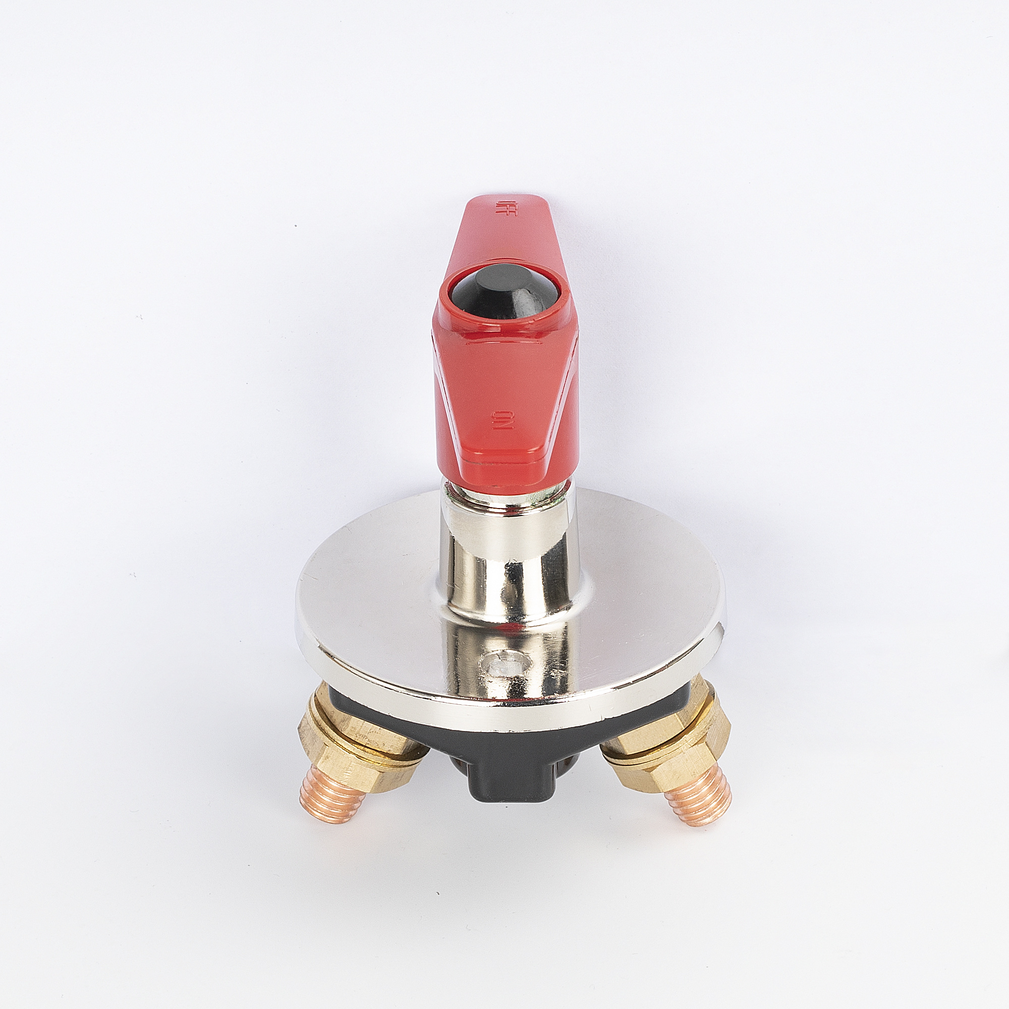 ASW-A805 200A 12-24V DC Master Power Cutoff Switch Panel Mount with Chrome Flange & T-Handle