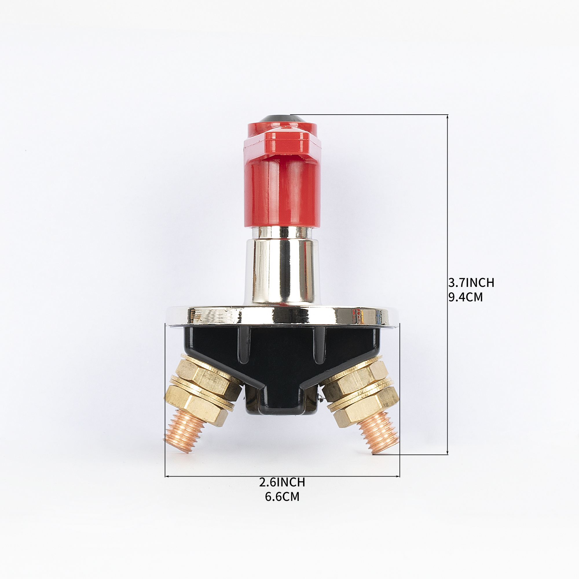 ASW-A805 200A 12-24V DC Master Power Cutoff Switch Panel Mount with Chrome Flange & T-Handle