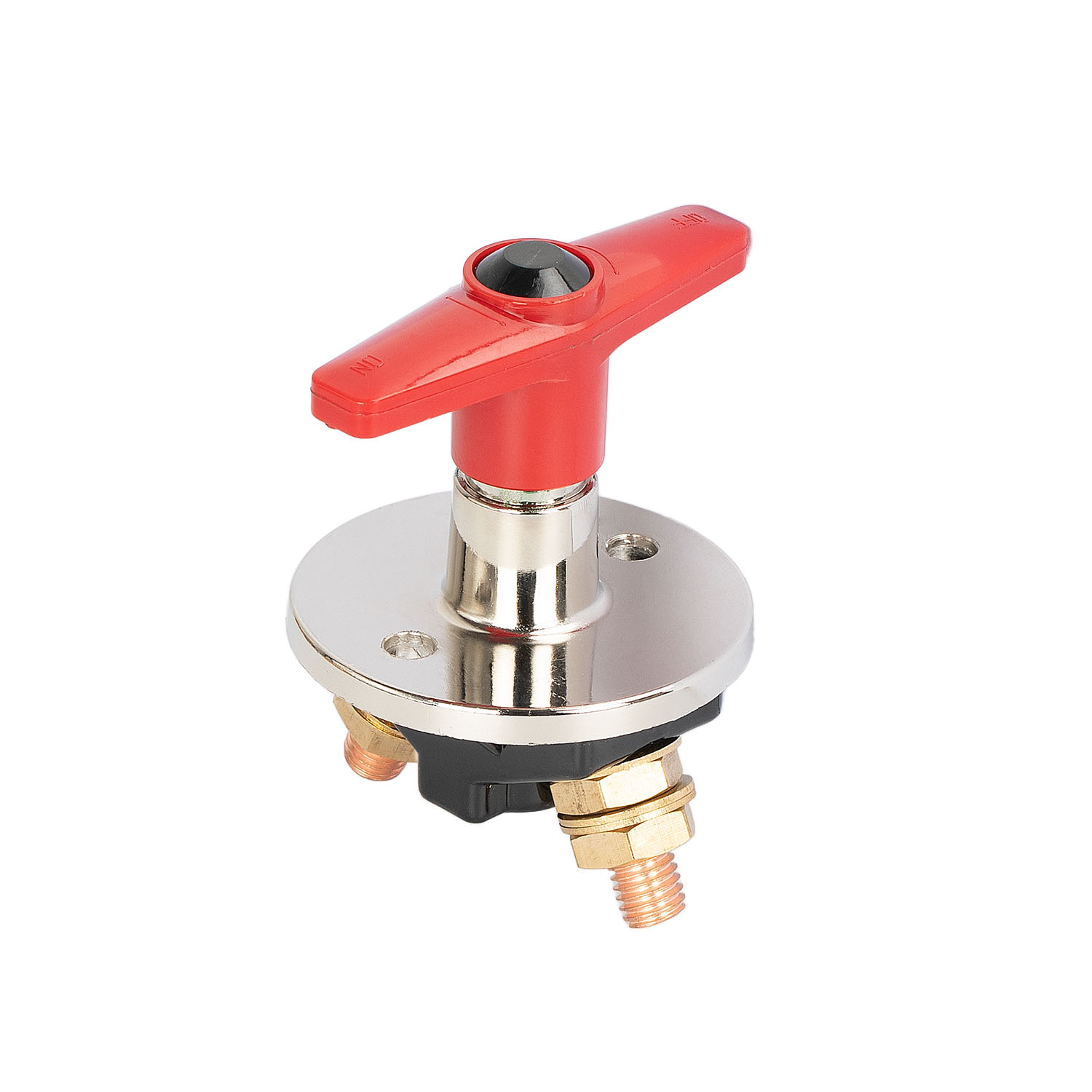 ASW-A805 200A 12-24V DC Master Power Cutoff Switch Panel Mount with Chrome Flange & T-Handle