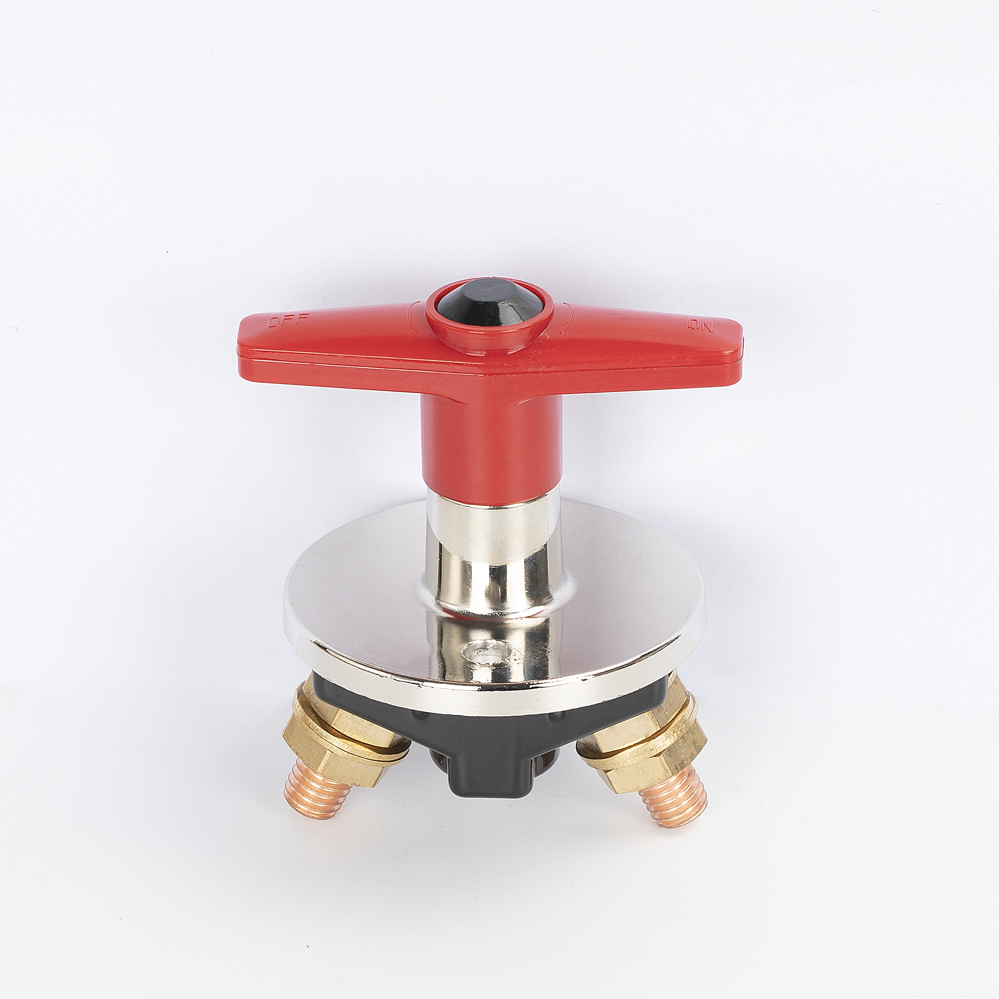 ASW-A805 200A 12-24V DC Master Power Cutoff Switch Panel Mount with Chrome Flange & T-Handle