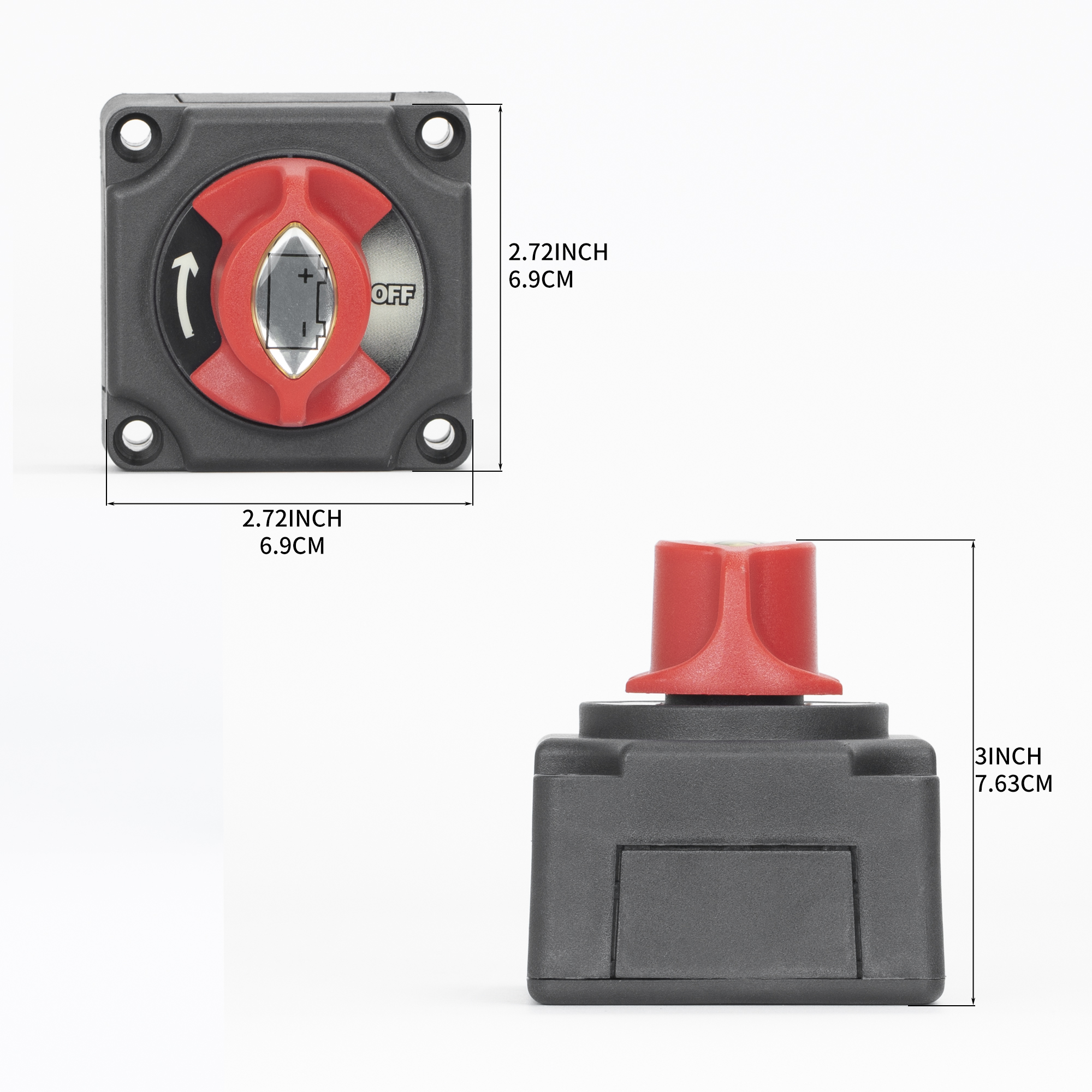 ASW-A1201 275A 12-48V DC Marine Battery Disconnect Switch ON-OFF Master Cutoff for Boat, RV