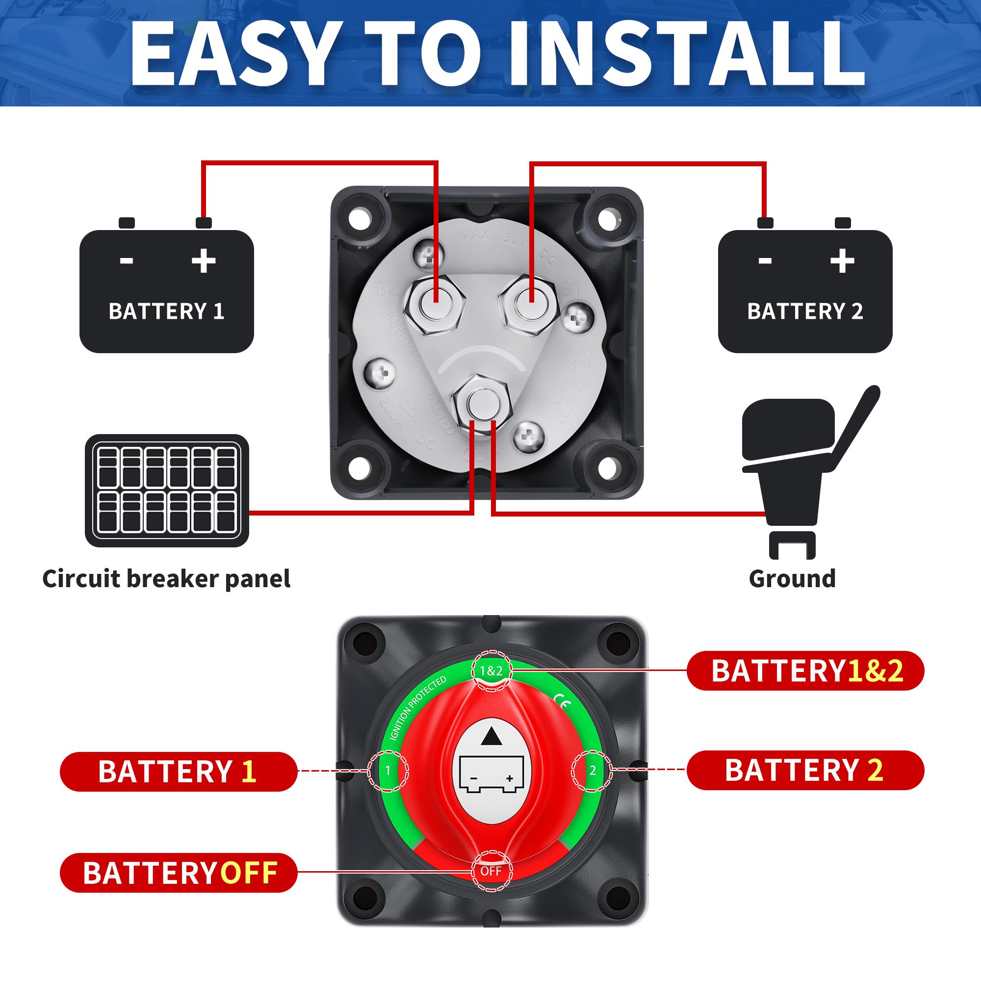 ASW-A701S 12V-48V 200A 1-2-Both-OFF Heavy Duty Battery Isolator Switch