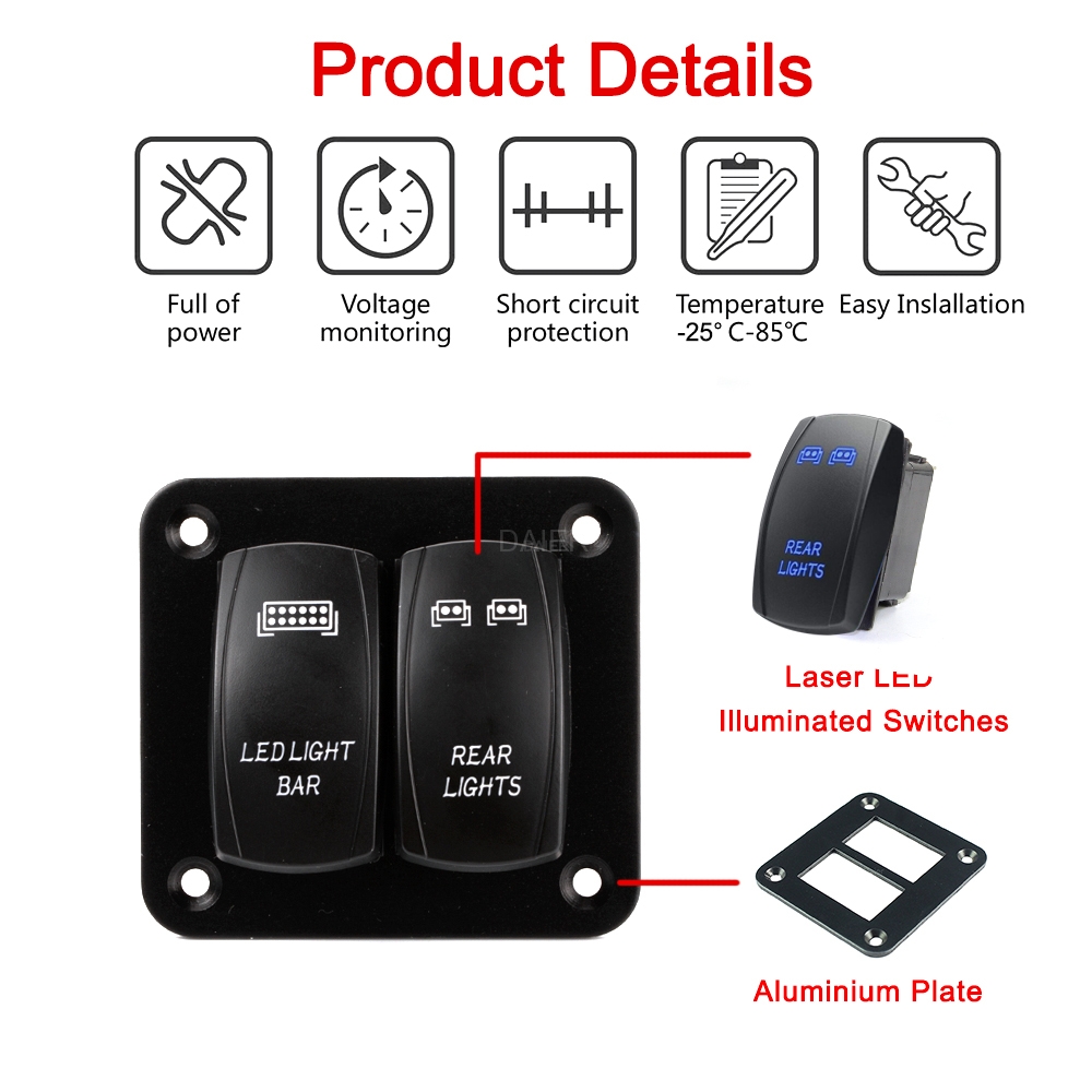 PN-1812-LJ34+LJ60 2 Gang Marine Switch Panel