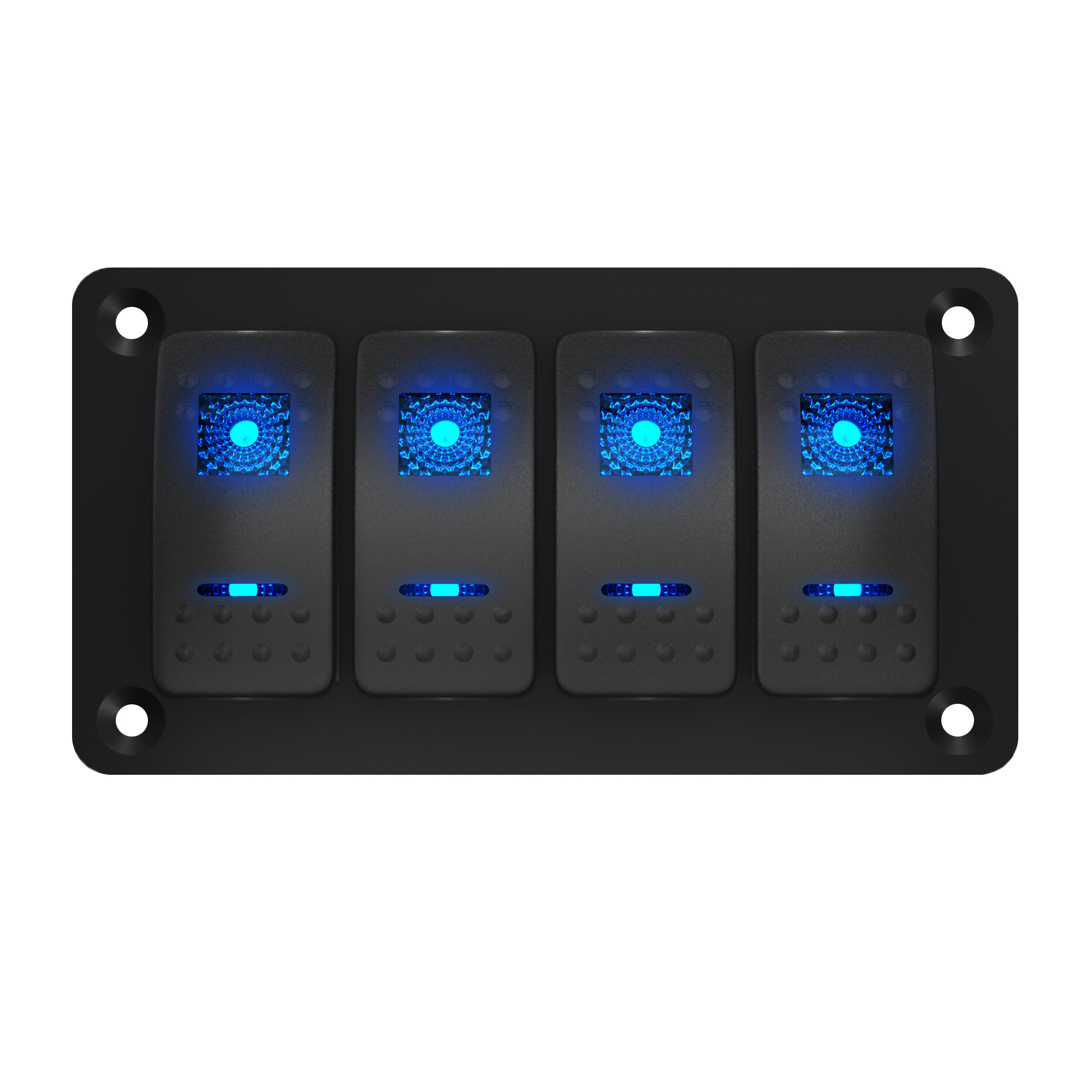 PN-1814 12/24V DC Dual LED 4 Gang Boat Rocker Switch Panel with Pre-wired