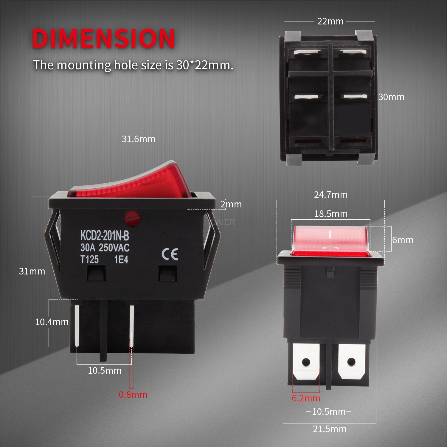 Kcd2 201n B Illuminated 4 Pin Rocker