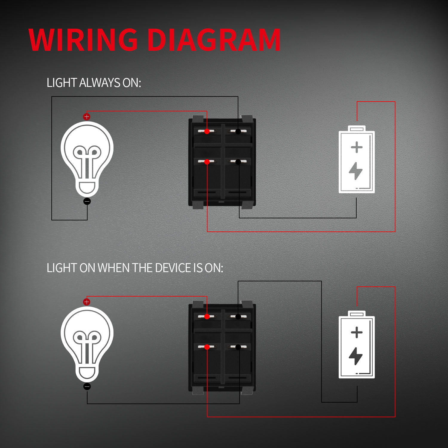KCD2-201N-B Illuminated 4 Pin Rocker Switch Wiring Diagram