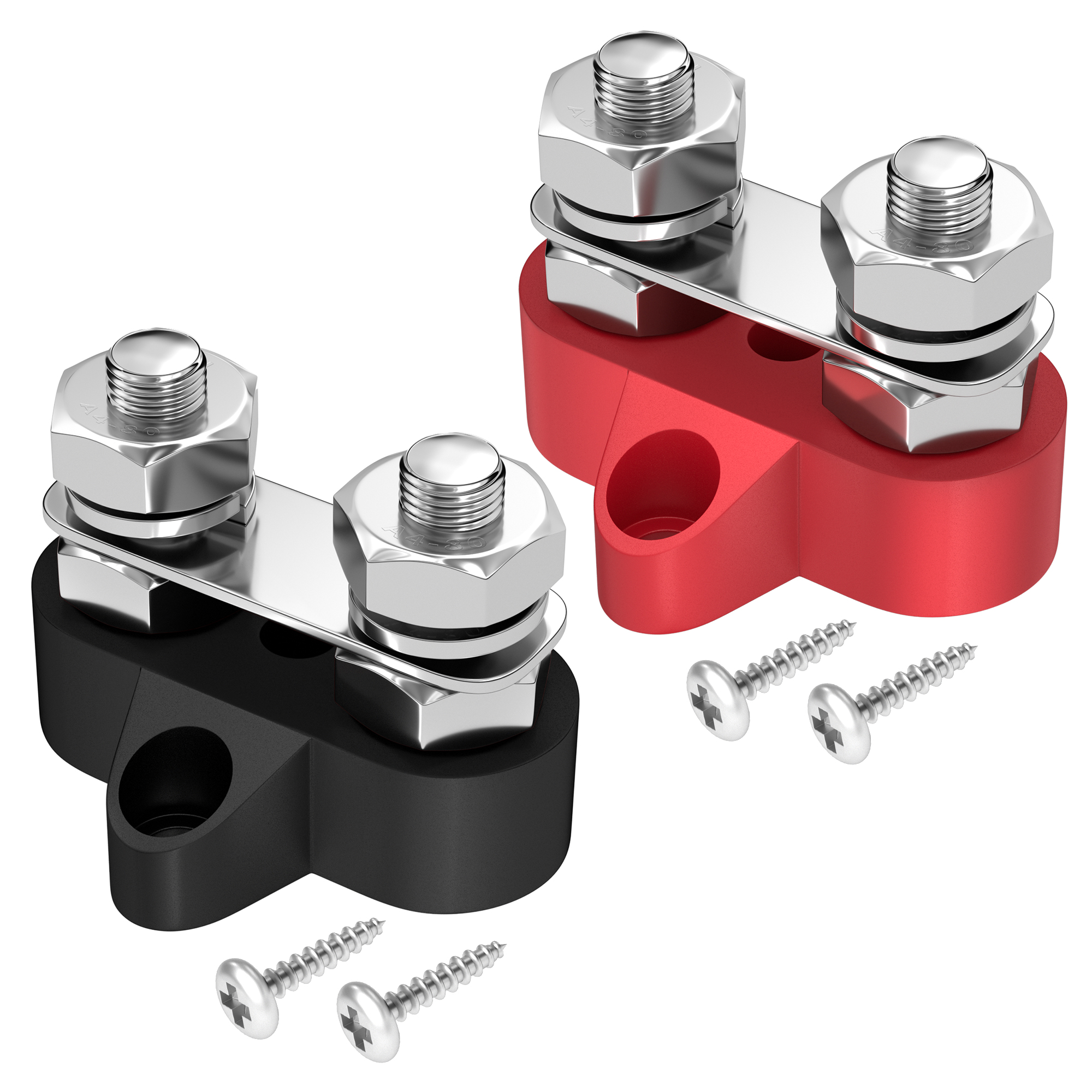 BB2-1 80A 12V- 48V DC M10/M8/M6 Dual Stud Power Distribution Terminal Block