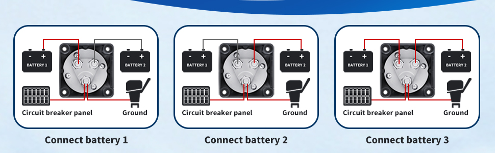 ASW-A701S 200A 1-2-Both-OFF Battery Switch Connection Methods