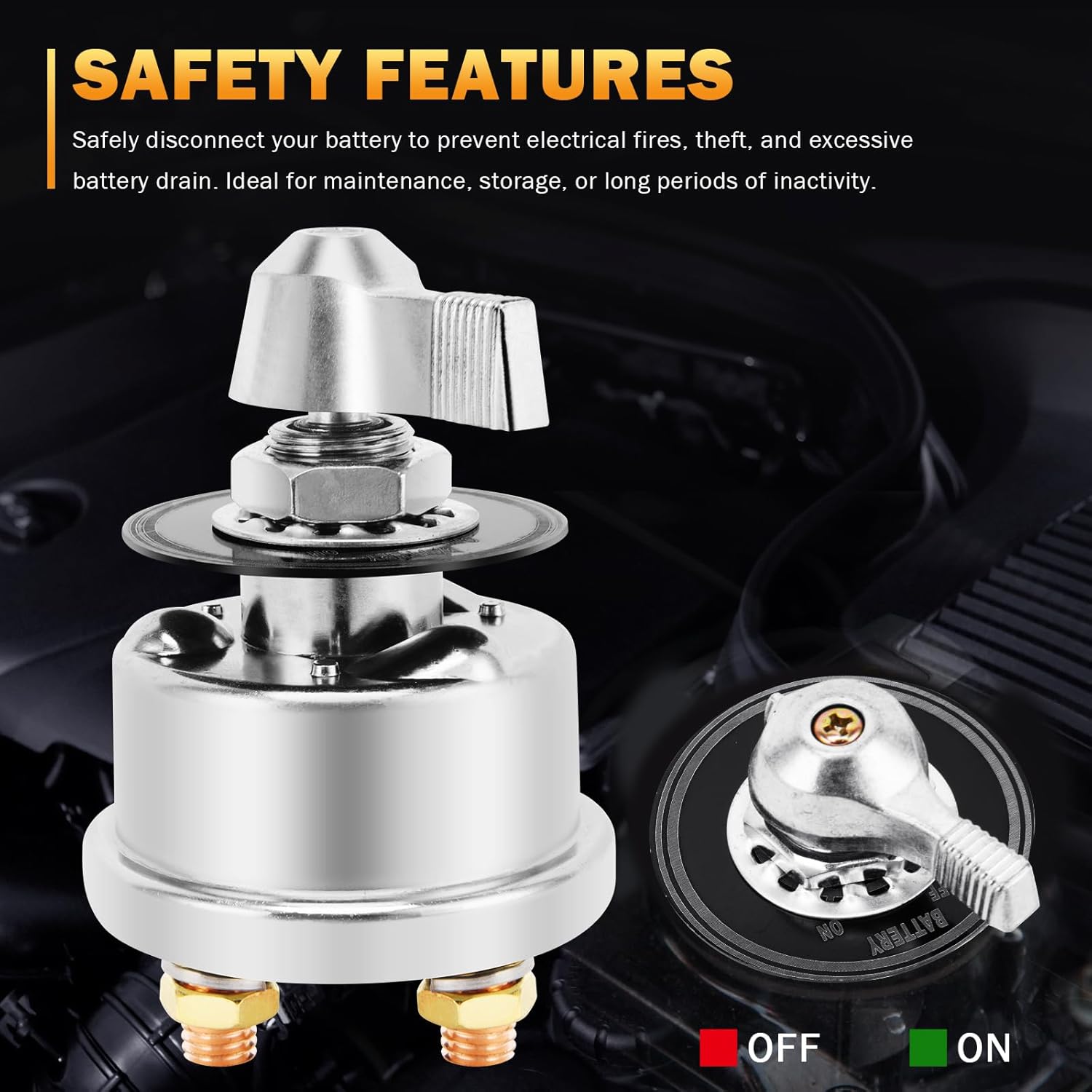 ASW-A802 200A 12-48V DC Battery Disconnect Switch Master Cutoff Panel Mount with Lever Handle