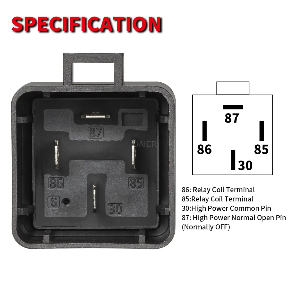 Rel&eacute; De Auto 4 Pines 12v 40amp Spst - Modelo Nojd2912-1h | Meses Sin