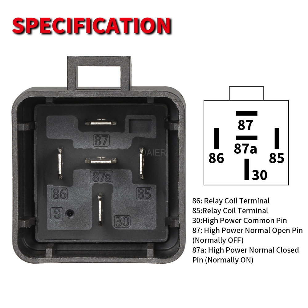 JD1914W12V Heavy Duty 5Pin 30/40A Car Relay Daier