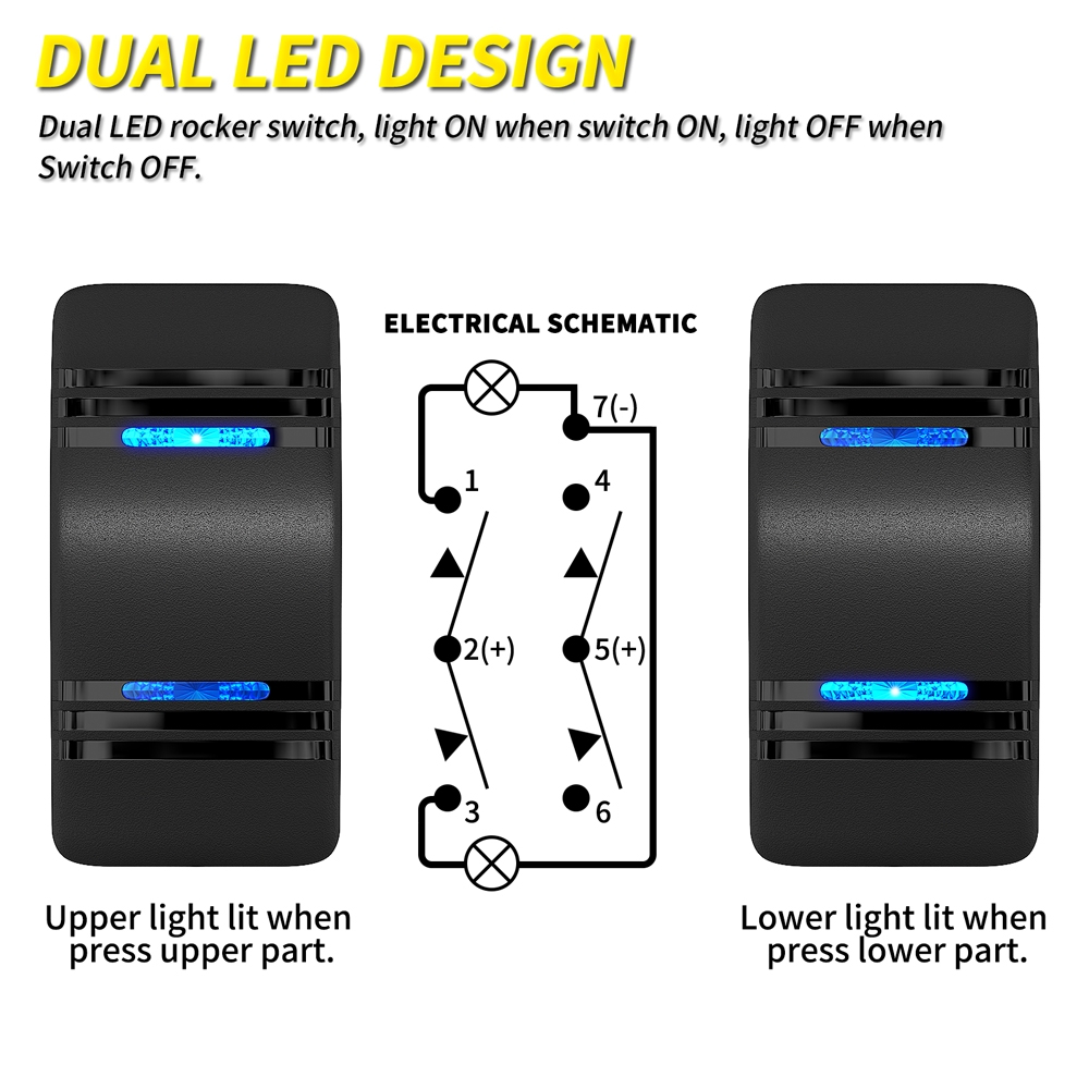 DR-A12927GBL Momentary Marine Rocker Switch