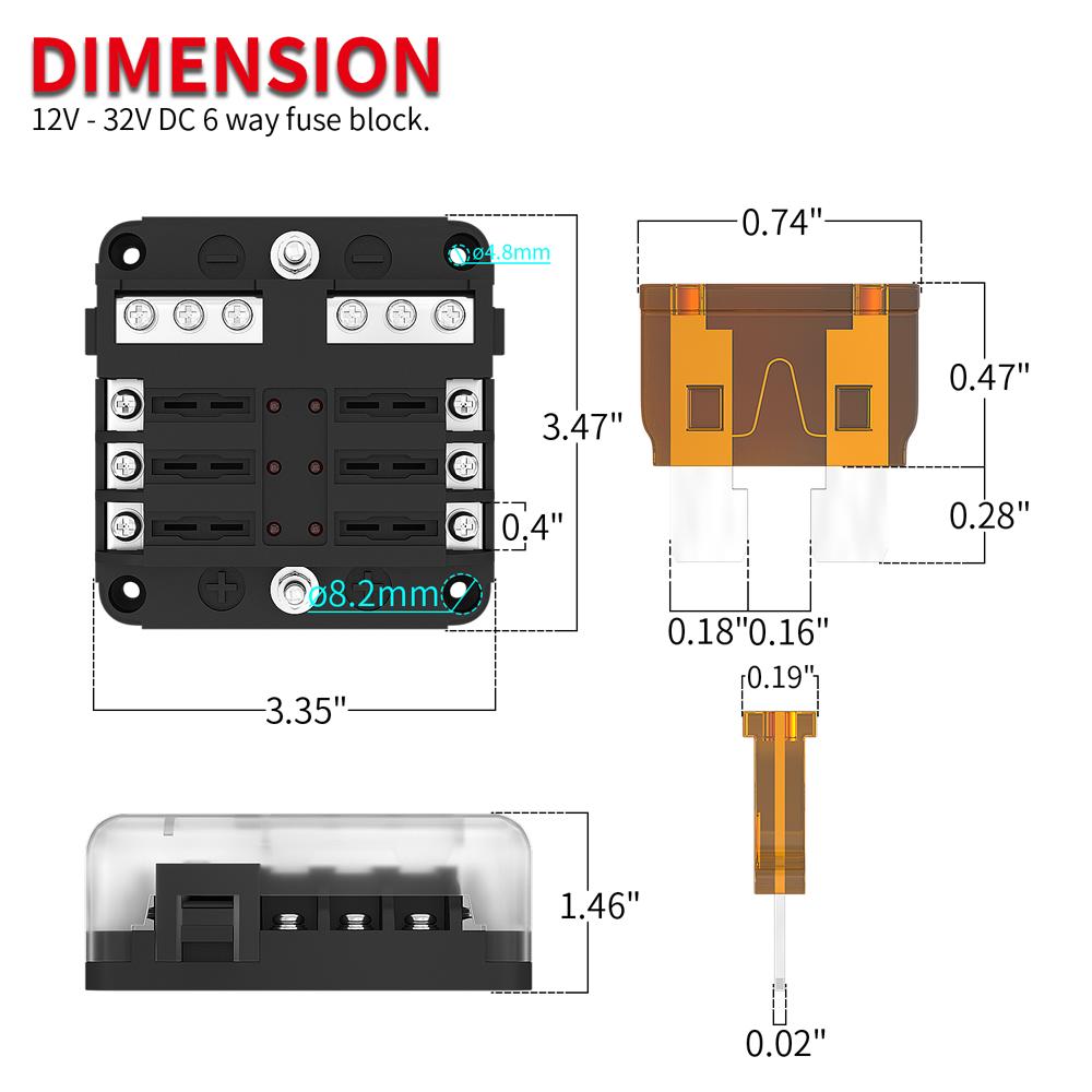 FB-1713 Waterproof 6 Circuit 12V Fuse block