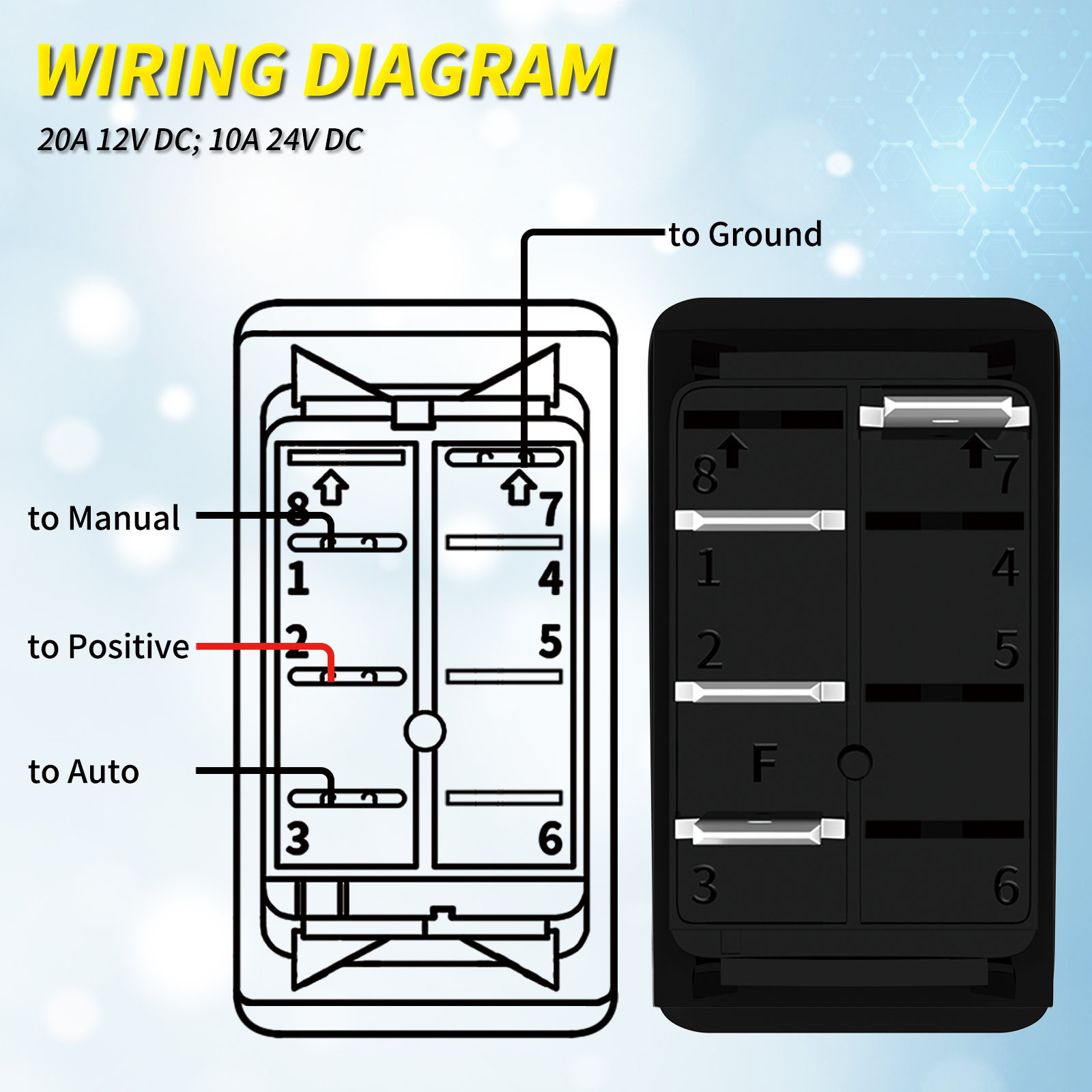 5-Pack Wired Rocker Switches On Mounting Board – 1m Wire, Power Control Panel