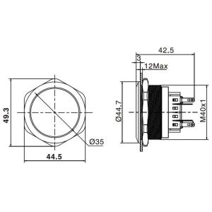 GQ40F-22L Dimensioned Drawing