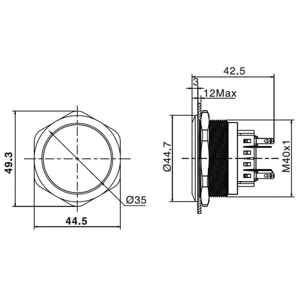 GQ40F22L 40MM Latching Push Button Switch DAIER