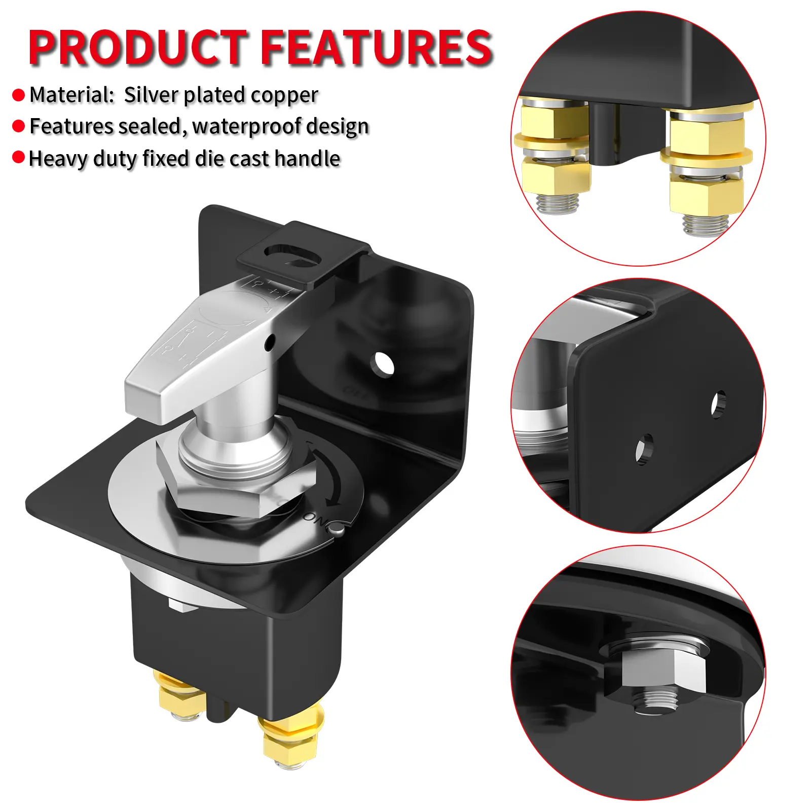 Yctze 500a Marine Battery Cut Off Switch Heavy Duty 4 Po