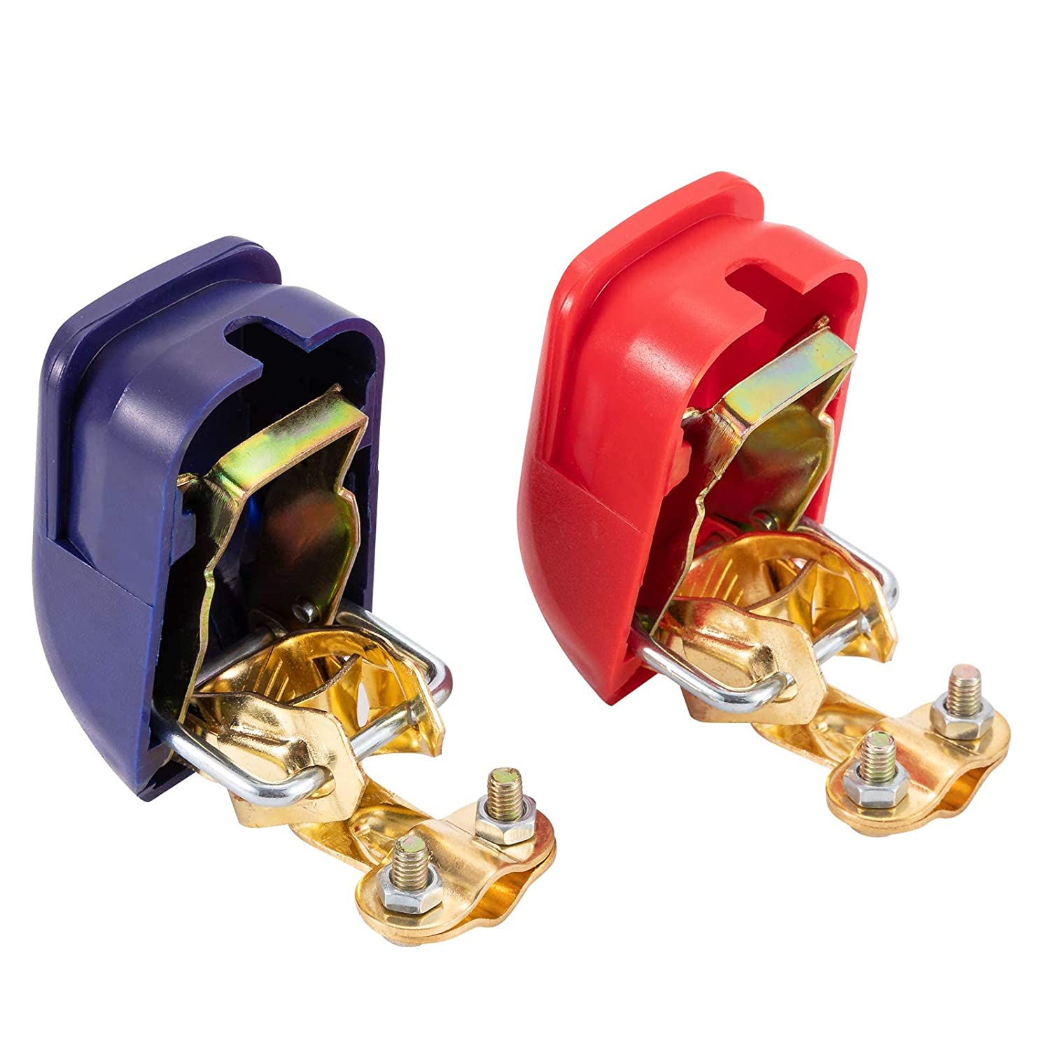 ASW-A901/A902 Battery Quick Disconnect Terminal Clamps Positive & Negative Connectors for Top Post Auto & Marine Batteries