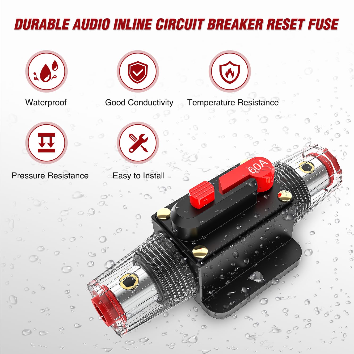 CB-01 20A-150A 12V-24V DC Automotive Inline Circuit Breaker with Manual Reset Fits 3-15 AWG & 0-10 AWG Wires